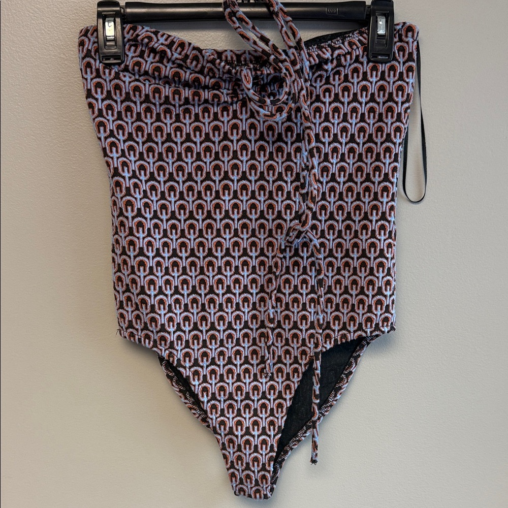 Zara Printed High Waisted One Piece Swimsuit Size S
